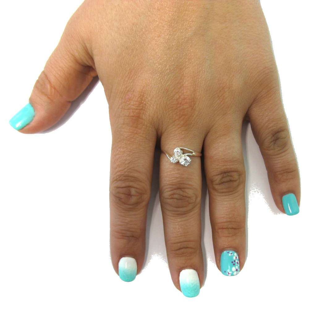 Sterling Silver Ring Genuine Solid 925 With 3 Cubic Zirconia Handmade Empress
