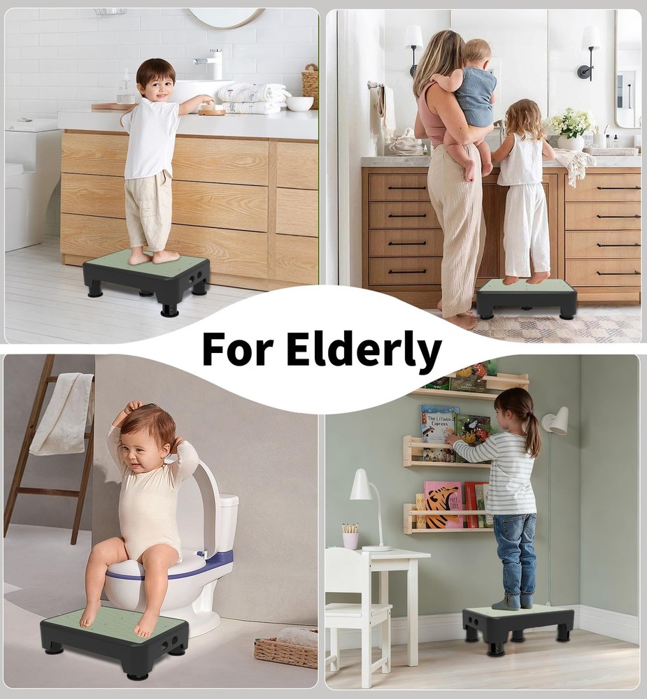 5-Level Adjustable Step Stool, Noctilucent Bedside Step, 700 LBS Capacity Saf...