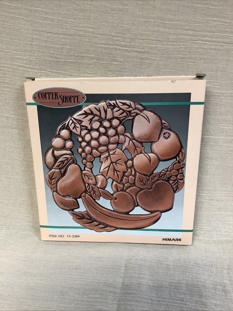 COPPER SHOPPE Fruit Bouquet Footed Copper TRIVET In Box