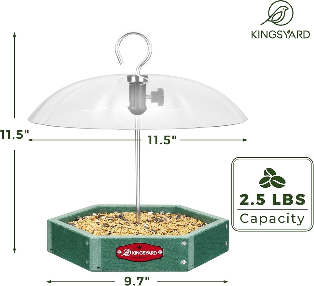 Kingsyard Large Platform Bird Feeder Outdoor Hanging