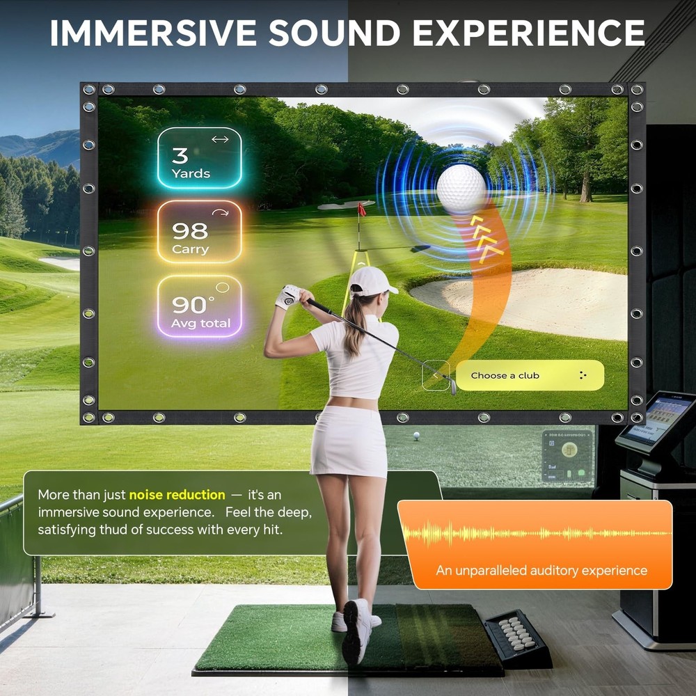 New 丨 Golf Simulator Impact Screen 14x9 Triple Layer Projection Screen