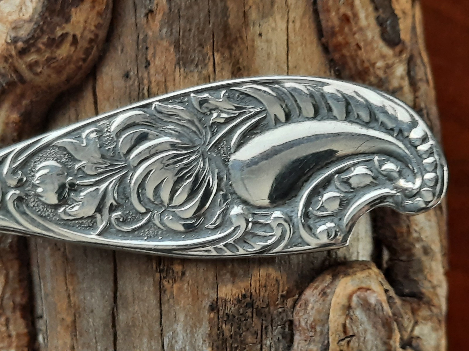 Pair Sterling Wood & Hughes Unknown Chrysanthemum Pattern Demitasse, No Mono