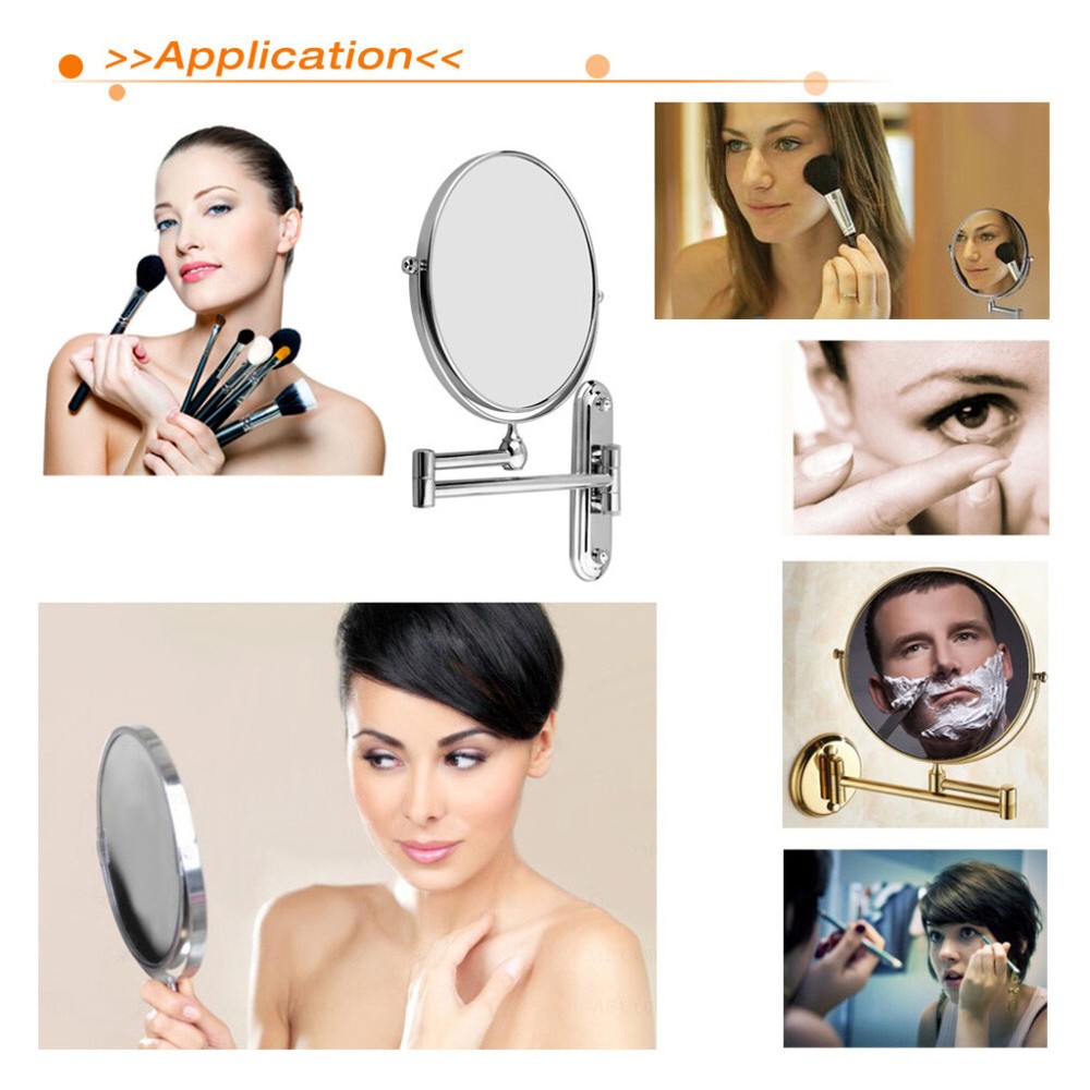 10X Extending 2-Side Magnifying Makeup Bathroom Shaving Round Mirror Wall Mount