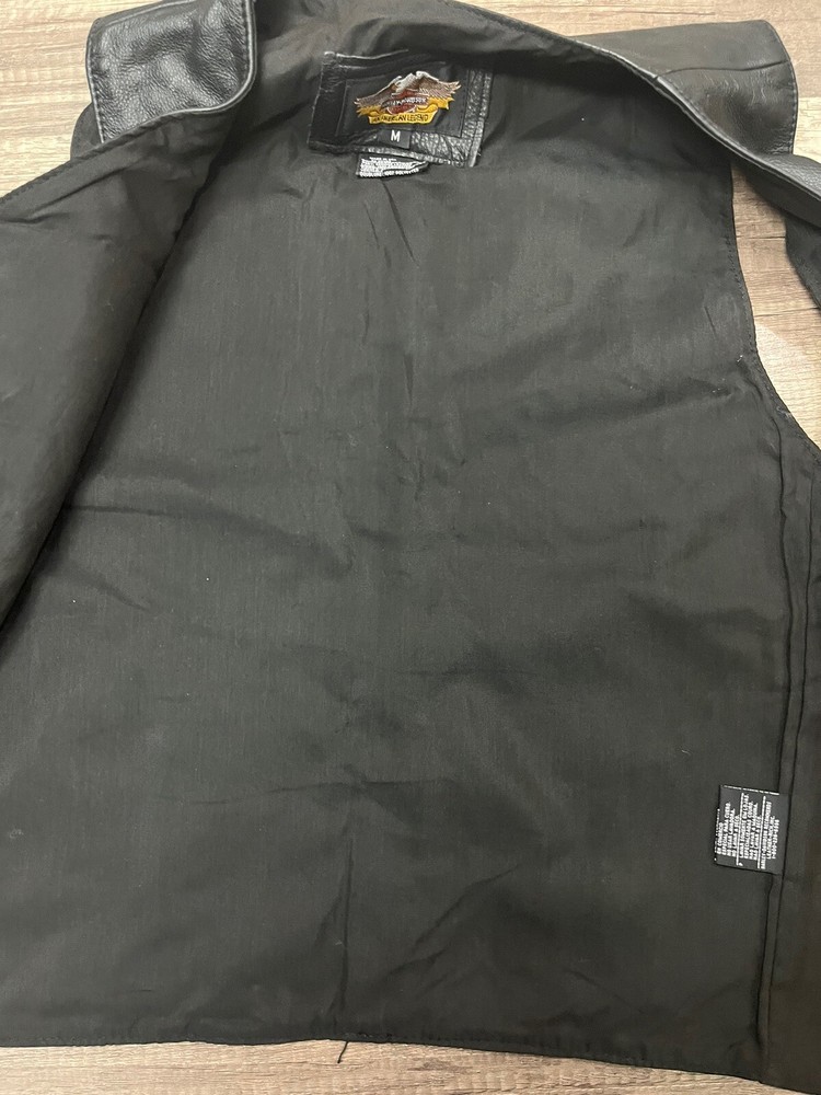 HARLEY DAVIDSON MOTORCYCLE BLACK LEATHER CHAPS & VEST Size Medium