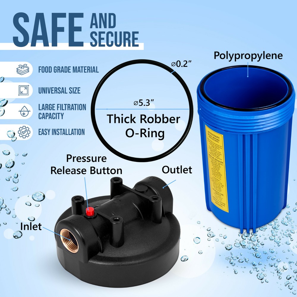 High Capacity Blue Whole House Water Filter System & Granular Carbon Filter