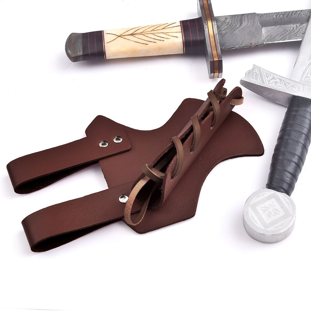 MEDIEVAL SWORD DAGGER LEATHER FUNCTIONAL COSTUME FROG/HOLDER ACCESSORY | Vikings