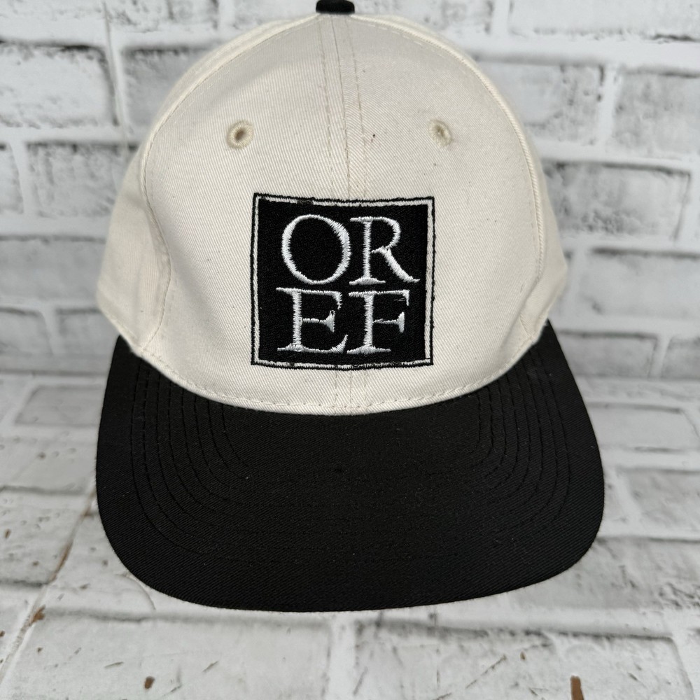 Vintage FORE! Golf OREF Hat Black White Embroidered