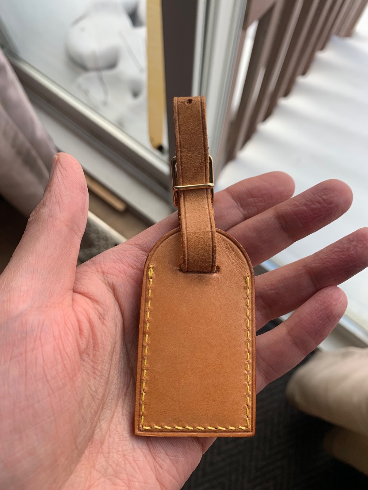 Authentic Louis Vuitton leather luggage tag !