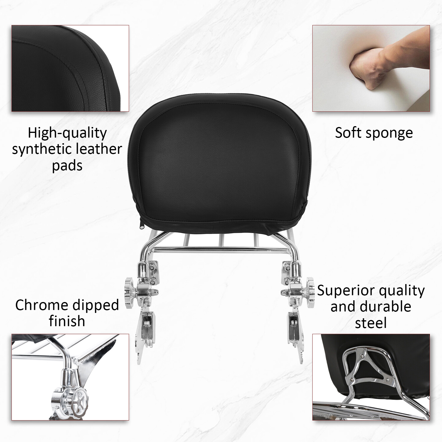 For 97-08 Harley Road King Electra Glide Adjustable Sissy Bar Backrest w/Rack