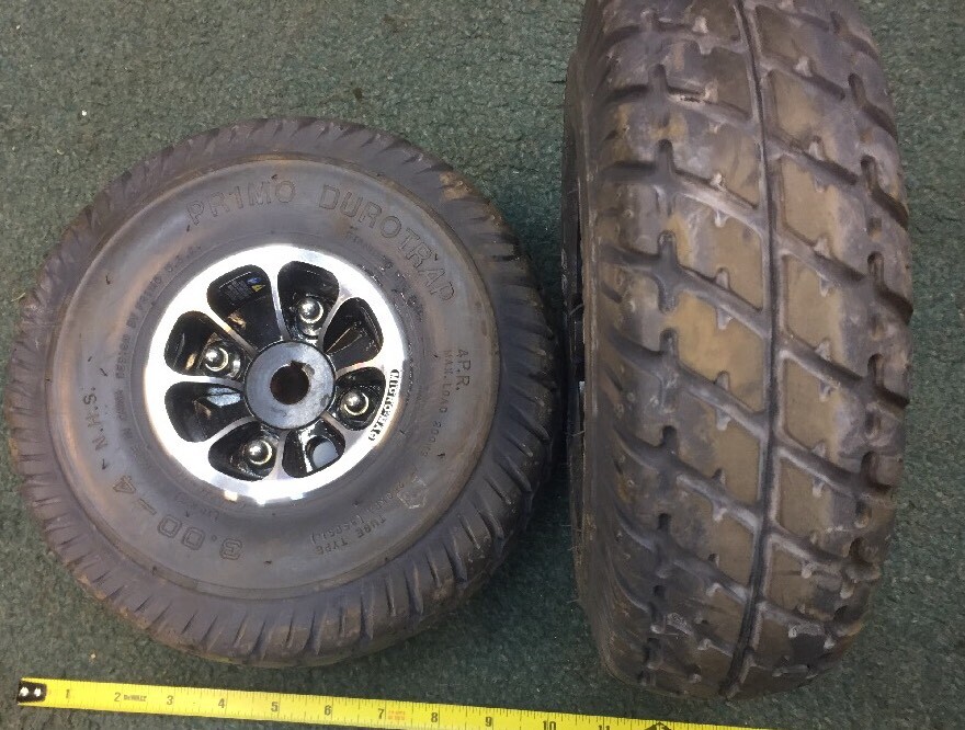 3.00-4 (10"x3", 260x85) Drive Wheel Assembly for Jazzy and Jet Power Chairs