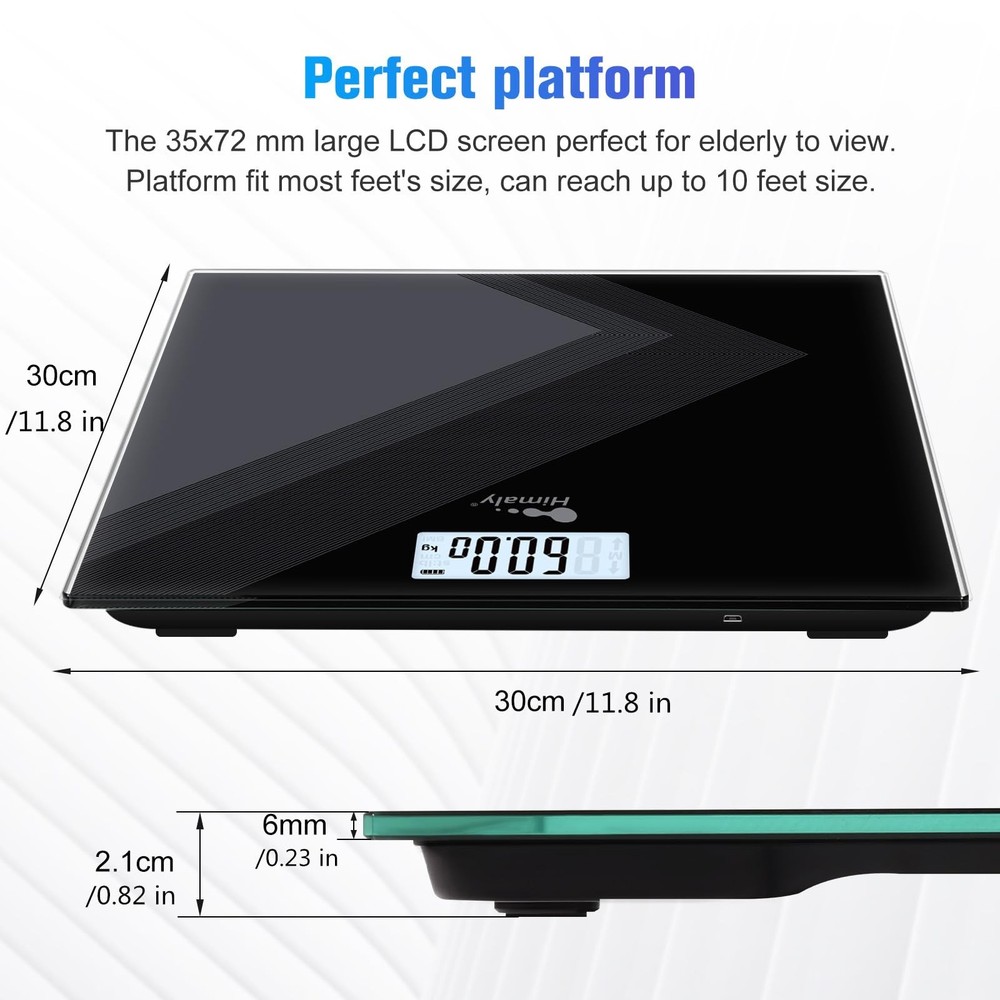 Digital Body Weight Scale, USB Rechargeable Bathroom Scale with Step-On Techn...