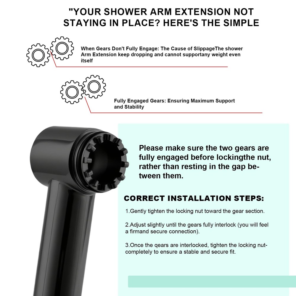 RLKDKJ Shower Head Extension Arm, 16 Inch Solid Brass Adjustable Extender with