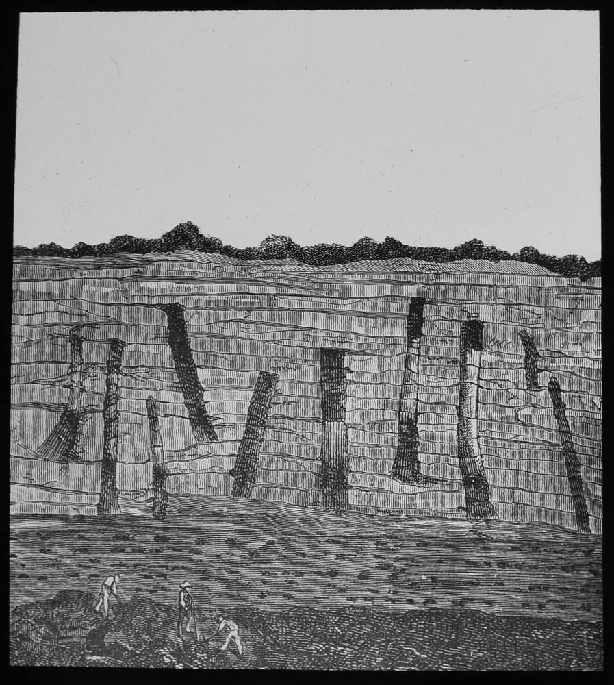 SECTION SHOWING UNDERGROUND MINING C1900 Magic Lantern Slide ILLUSTRATION
