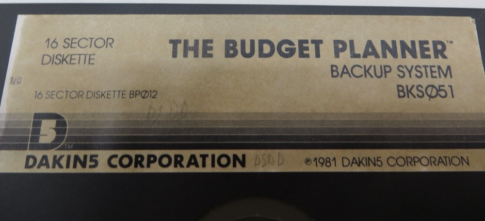 5.25" Floppy Disk THE BUDGET PLANNER Backup System BKS051 Vintage Computer Disc