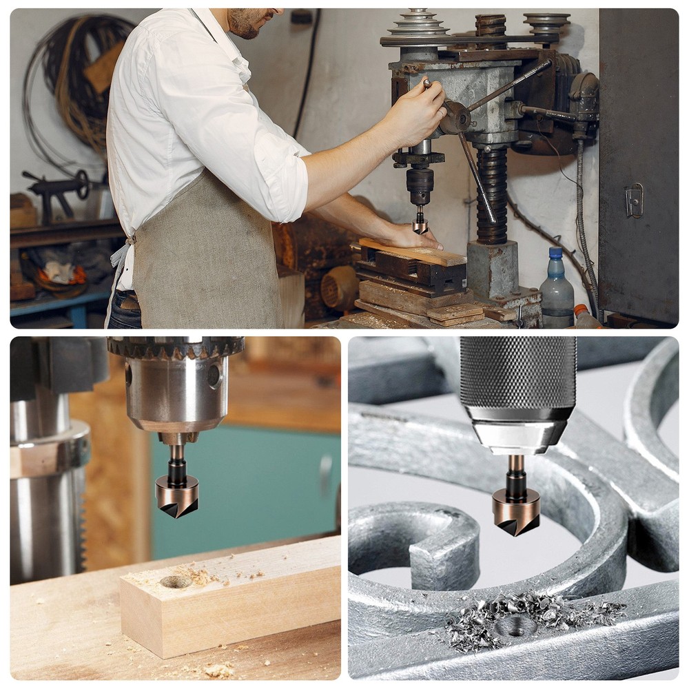 5x HSS Countersink Drill Bits 82° 1/4"-3/4" For Deburring Chamfering Flush Screw