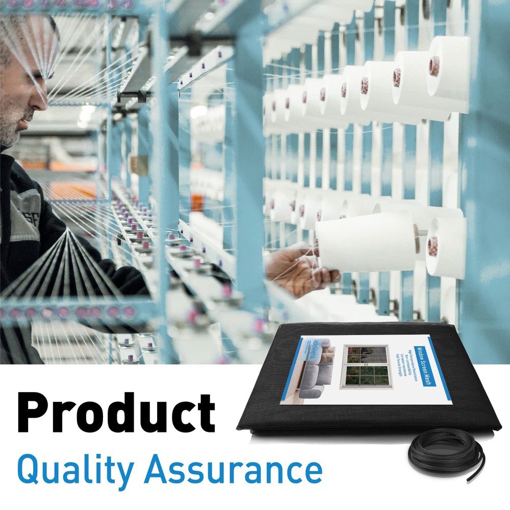 Window Screen Replacement Kit, 36"W × 90"L Durable Polyester Adjustable Screen