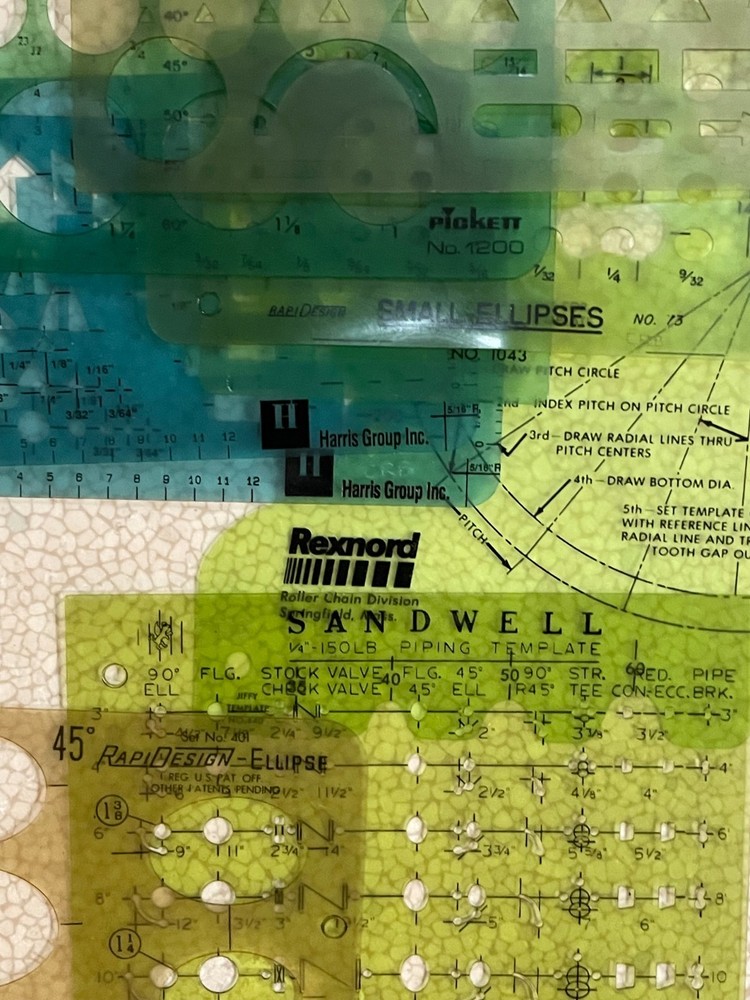 Vintage Lot Drafting Technical Drawing Stencils Rulers Curves Engineering K&E