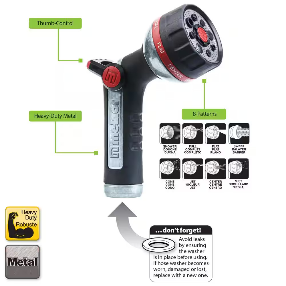 Heavy-Duty Thumb Control 8-Pattern Nozzle