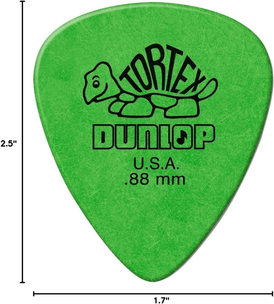 12-Pack Tortex .88mm Green Guitar Picks with Exceptional Grip & Tone