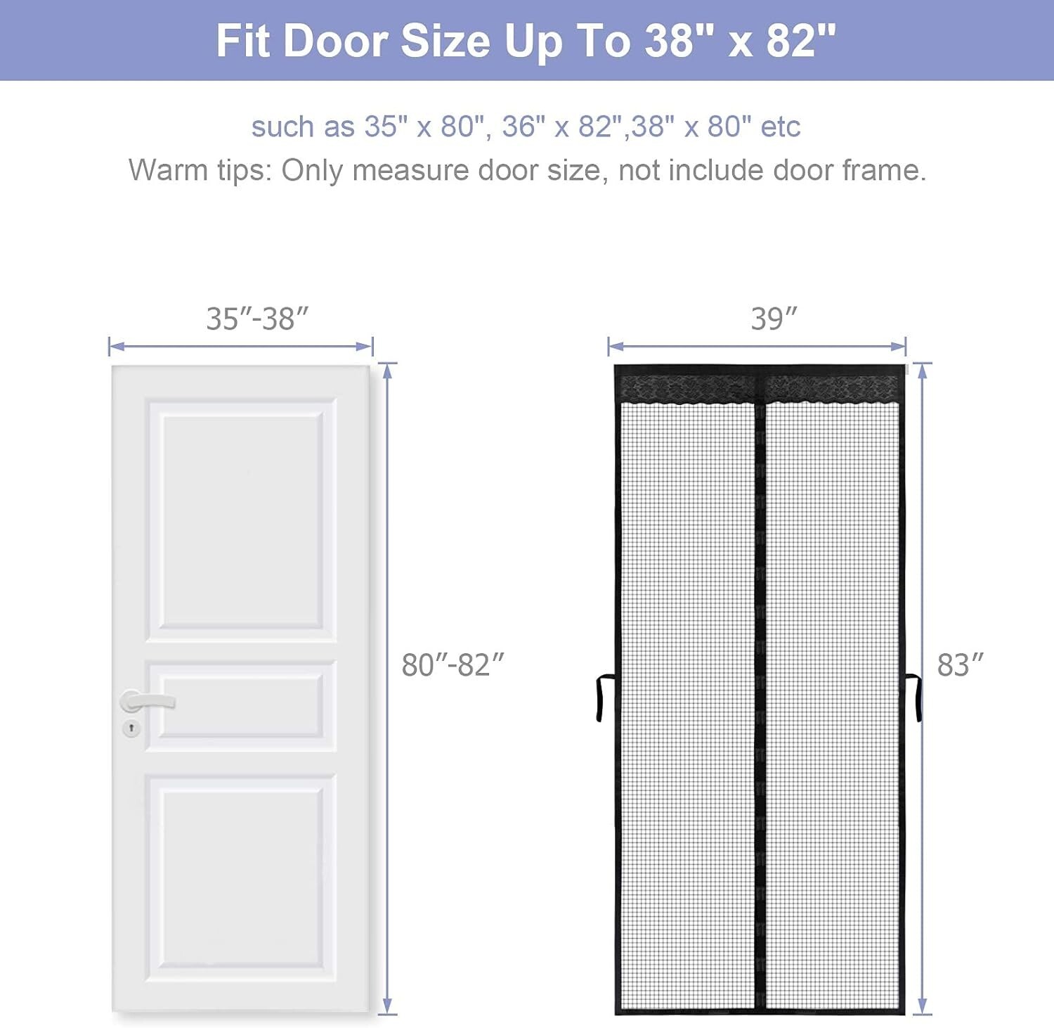 Door Screen Magnetic Closure, Fiberglass Heavy Duty Mesh Screen Door with Magnet