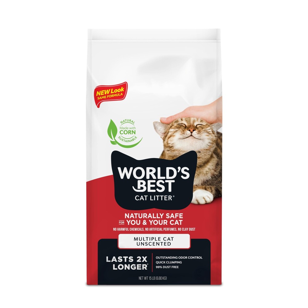 Multiple Cat Unscented, 15-Pounds - Natural Ingredients, Quick Clumping, Flus...
