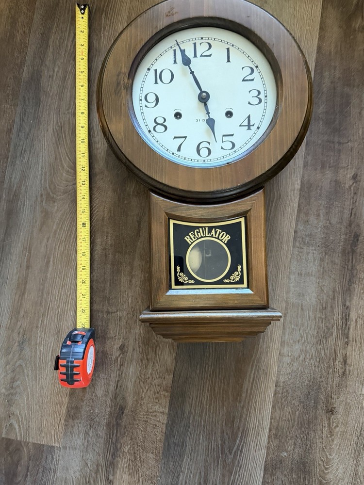 ANTIQUE REGULATOR PENDULUM WALL CLOCK Tested W/ Key