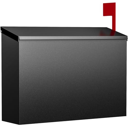 Wall-Mount Mailbox for Outside, Large Capacity Rust-Proof Mail Box with Black