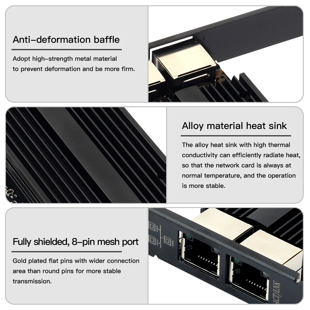 Dual Port 2.5G Gigabit LAN Gaming Card Network Card Intel I225 PCI-E x1 RJ45 NIC