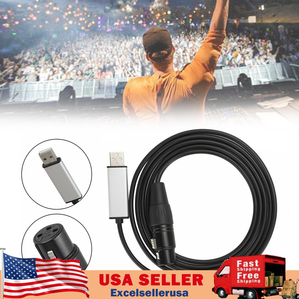 USB to DMX Interface Adapter DMX512 Stage Light Controller Cable For Computer US