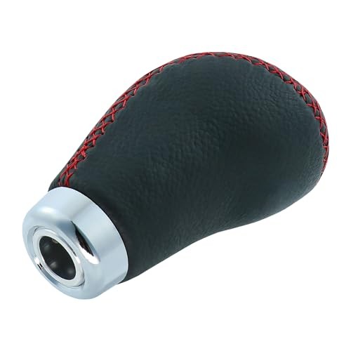 6 Speed Shift Knob Manual Shifter Knobs Handle Leather Gear Black+Red Line