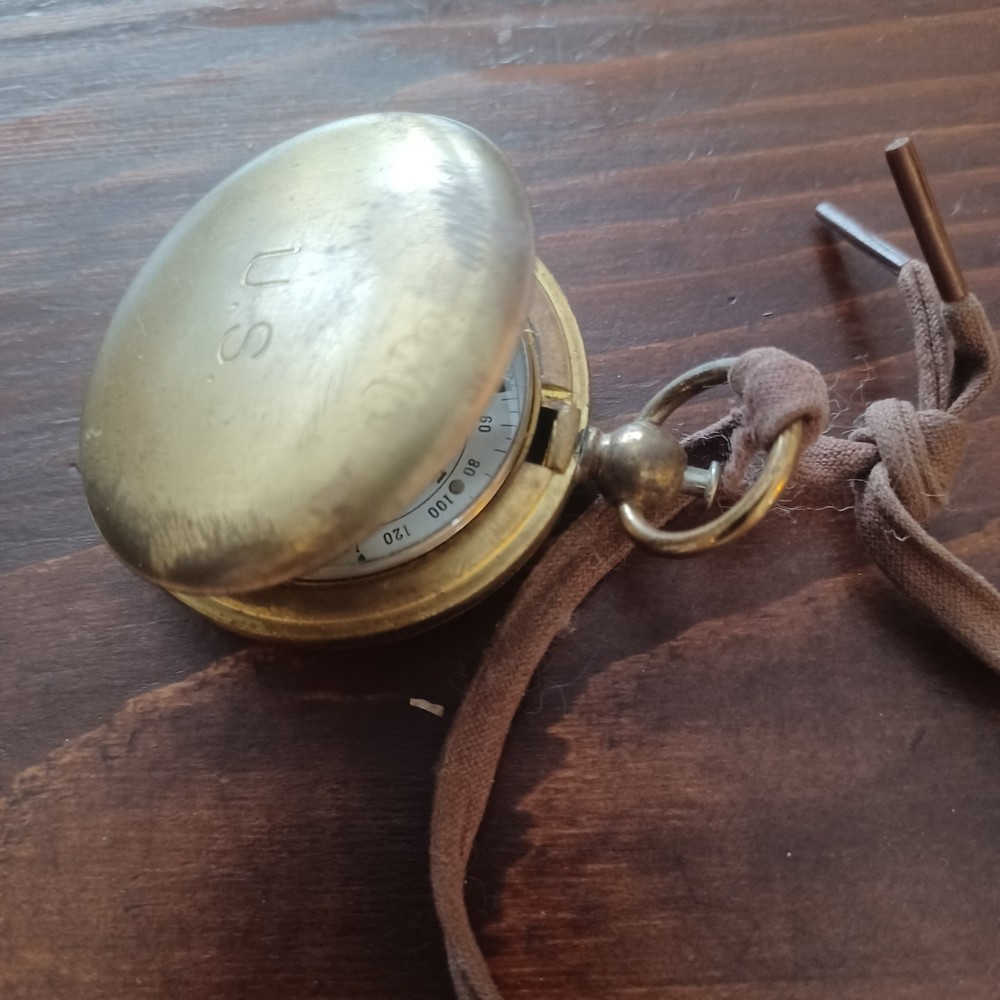 Vintage Brass WWII Pocket Compass
