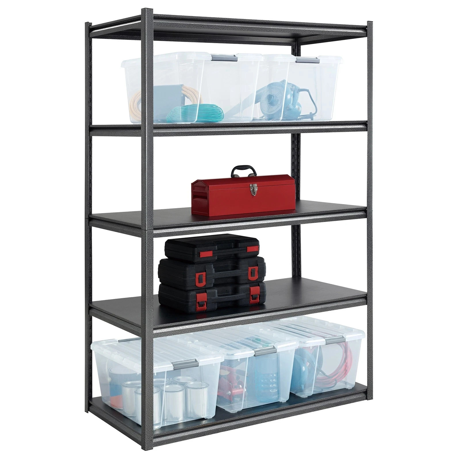 Gorilla 5-Shelf Heavy Duty Z-Beam Steel Shelving Unit, 48"W x 24"D x 72"H, Black