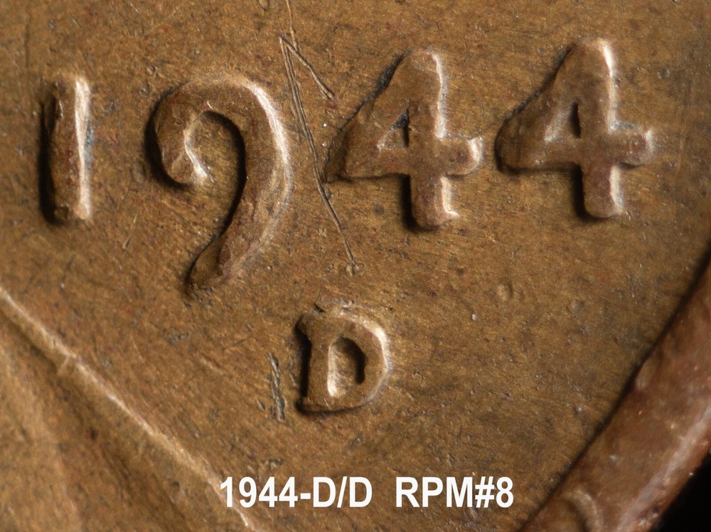 1944-D  ERROR  D/D   RPM#8   NICE!!!!    A Re-punched Mint Mark Error     COOL!