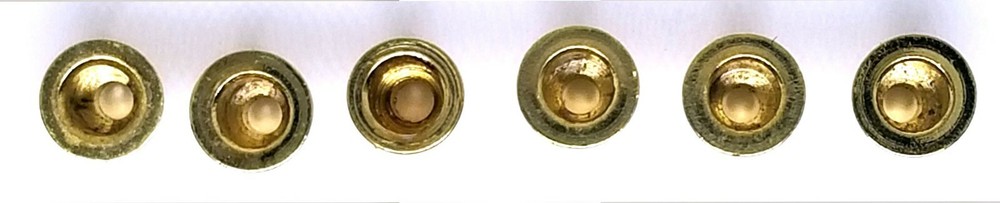 6 Gold Guitar String Through Body Ferrules #2