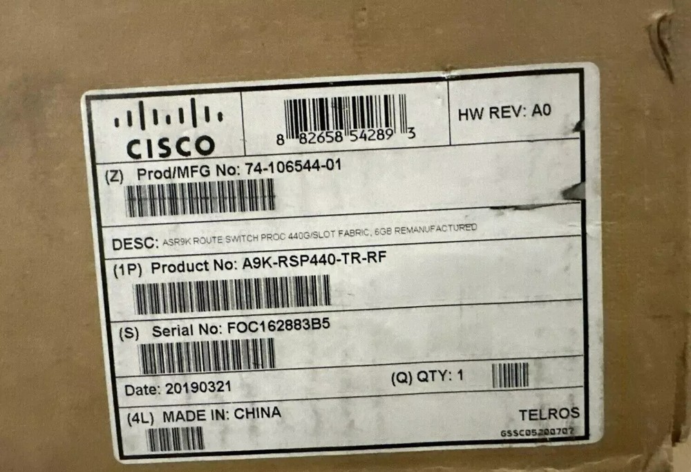 Cisco A9K-RSP440-TR ASR 9000 Route Switch Processor RSP 440 CERTIFIED REFRESH