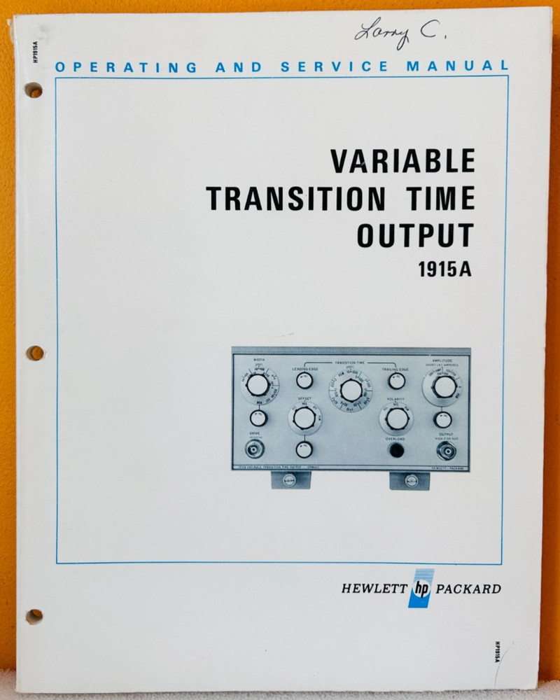 HP 01915-90910 Model 1915A Variable Transition Time Output Oper & Service Manual