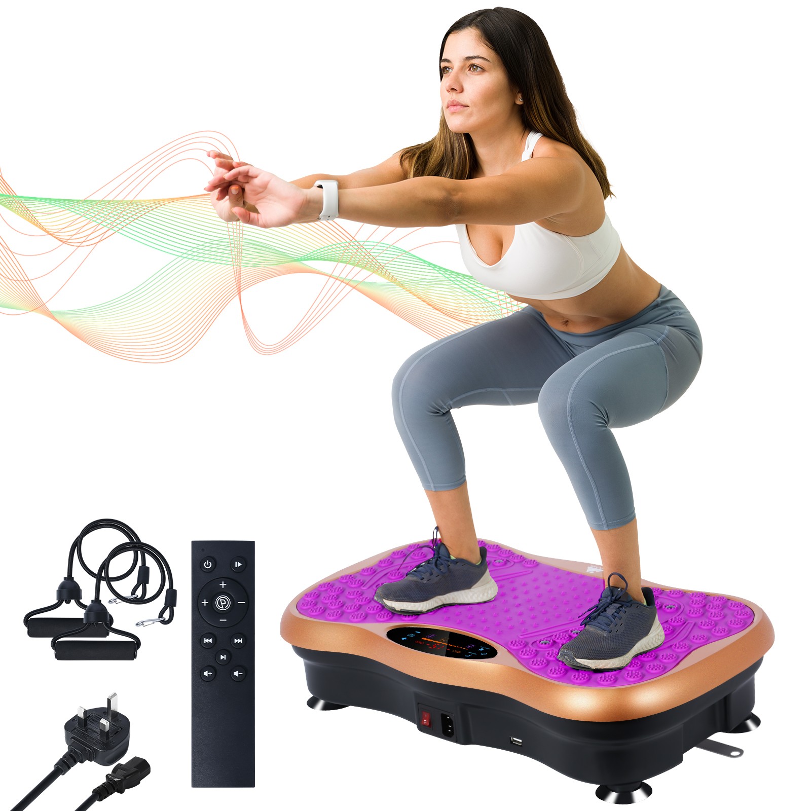 Vibration Plate Exercise Machine Whole Body Vibrating Platform Bluetooth Remote