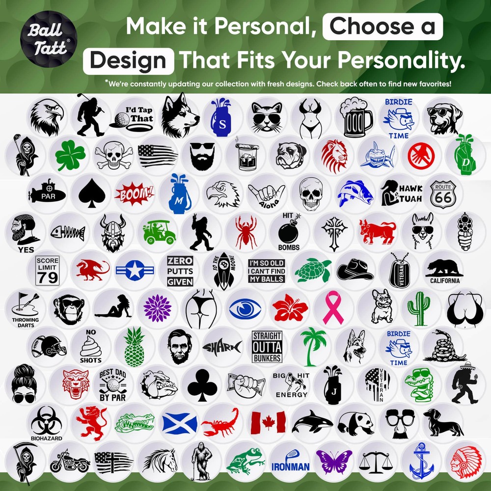 Ball Tatt - H Initial Golf Ball Stamp Self-Inking with Monogram Ball Marker