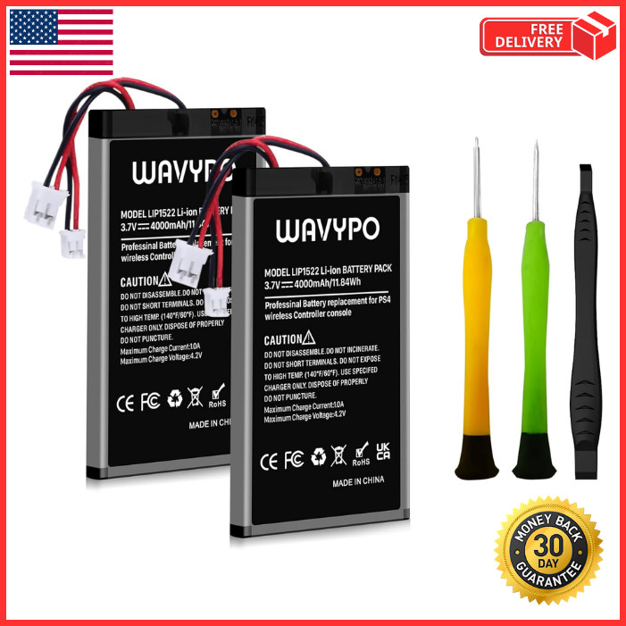 2 Pack 4000Mah PS4 Controller Battery Replacement for PS4/PS4 Slim Playstation