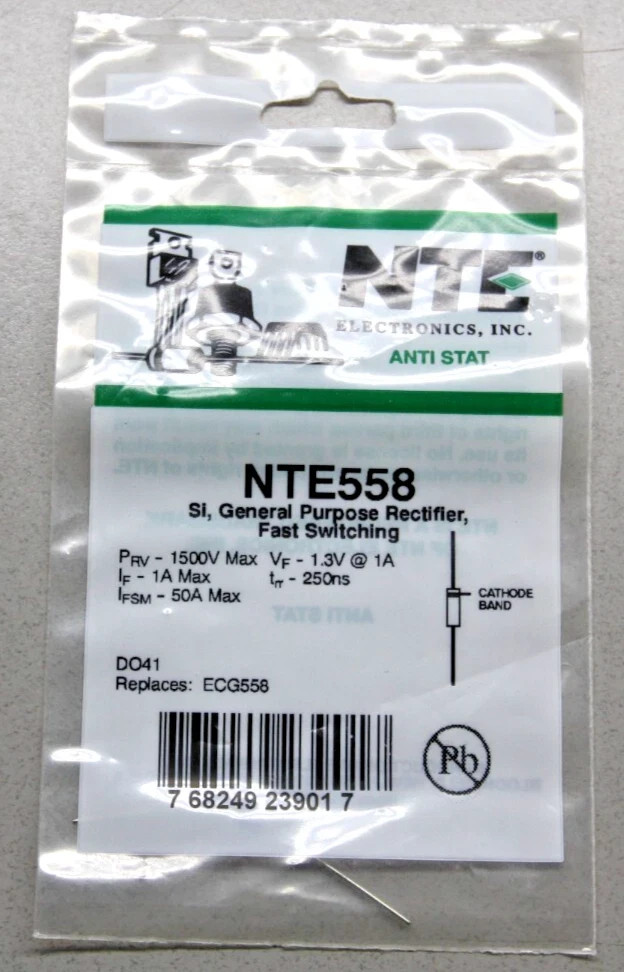 NTE558 - Si, General Purpose Rectifier, Fast Switching 1500V .5A