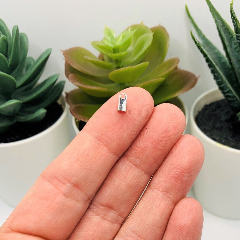 Small Silver Flat Cord Cap Ends, 6x3mm - US Seller
