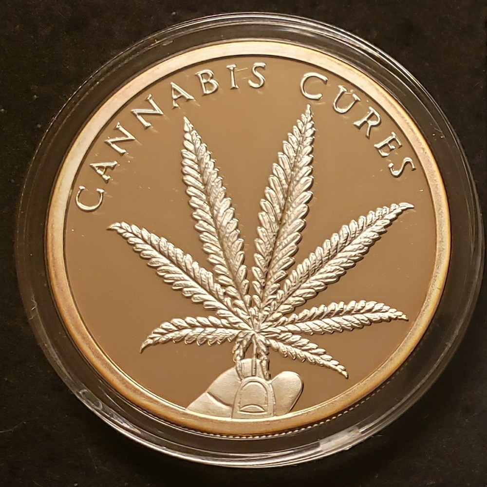 2018 Silver Shield Minimintage 2 oz. Cannabis Cures Proof Round