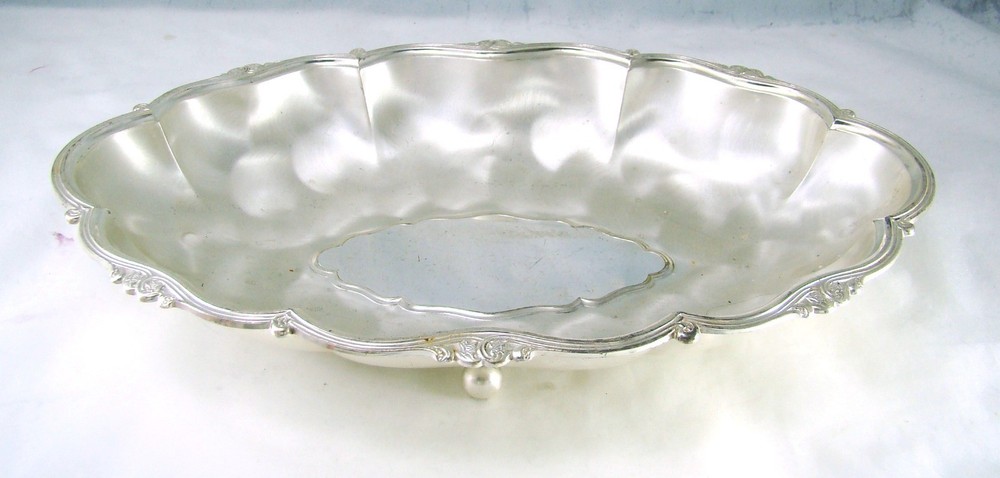 WMF E P Brass IKORA Silverplate Germany Footed Bread Tray Length 11 3/8"