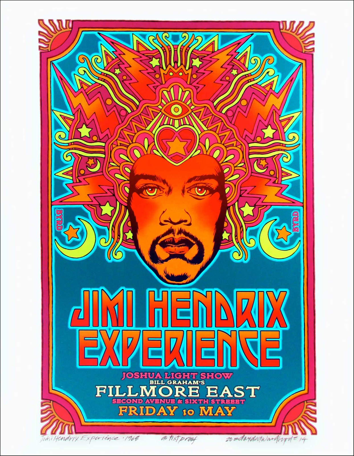 Jimi Hendrix 1968 Fillmore East Poster Original Design New AE Signed David Byrd