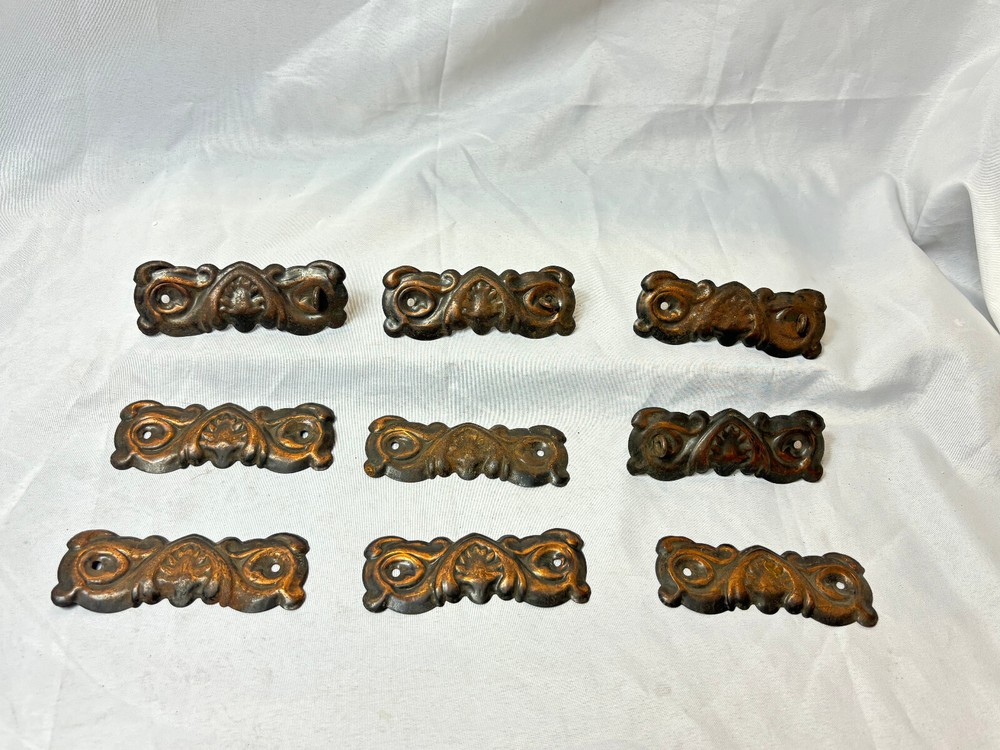 Vtg Cabinet Hardware LOT Brass Mixed Drop Bail Chippendale Backplate Cup Pulls