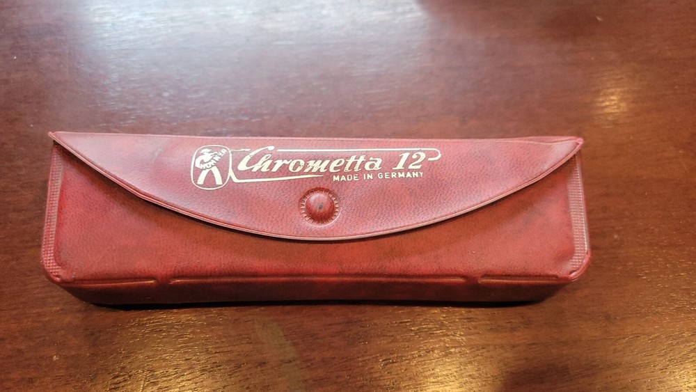 Vintage Hohner Chrometta 12 Harmonica & Case "C"