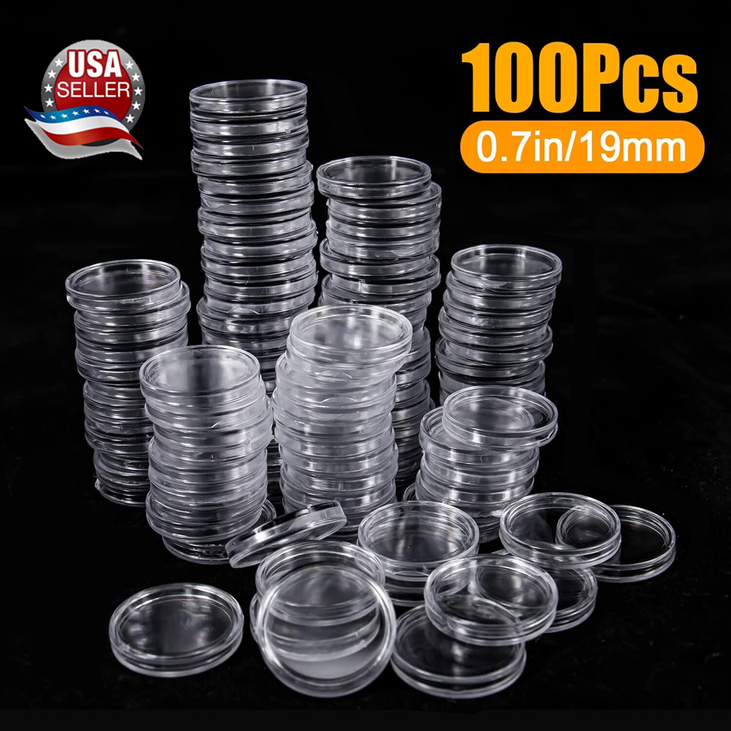100X 19mm Coin Holders Capsules Clear Round Storage Direct for US Penny 1 cent