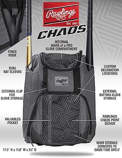 Rawlings | CHAOS Backpack Bag Series | Youth Assorted Styles , Colors
