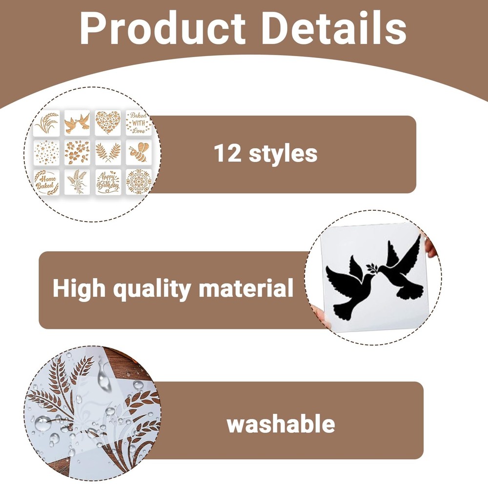 24 Pcs Stencil for Bread Artisan Bread Stencils Baking Stencil Set Cook Stenc...