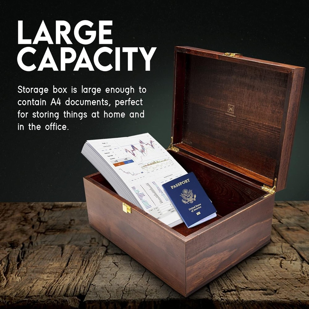 Elegant Decorative Wooden Box with Latch - Stylish Keepsake Storage Solution